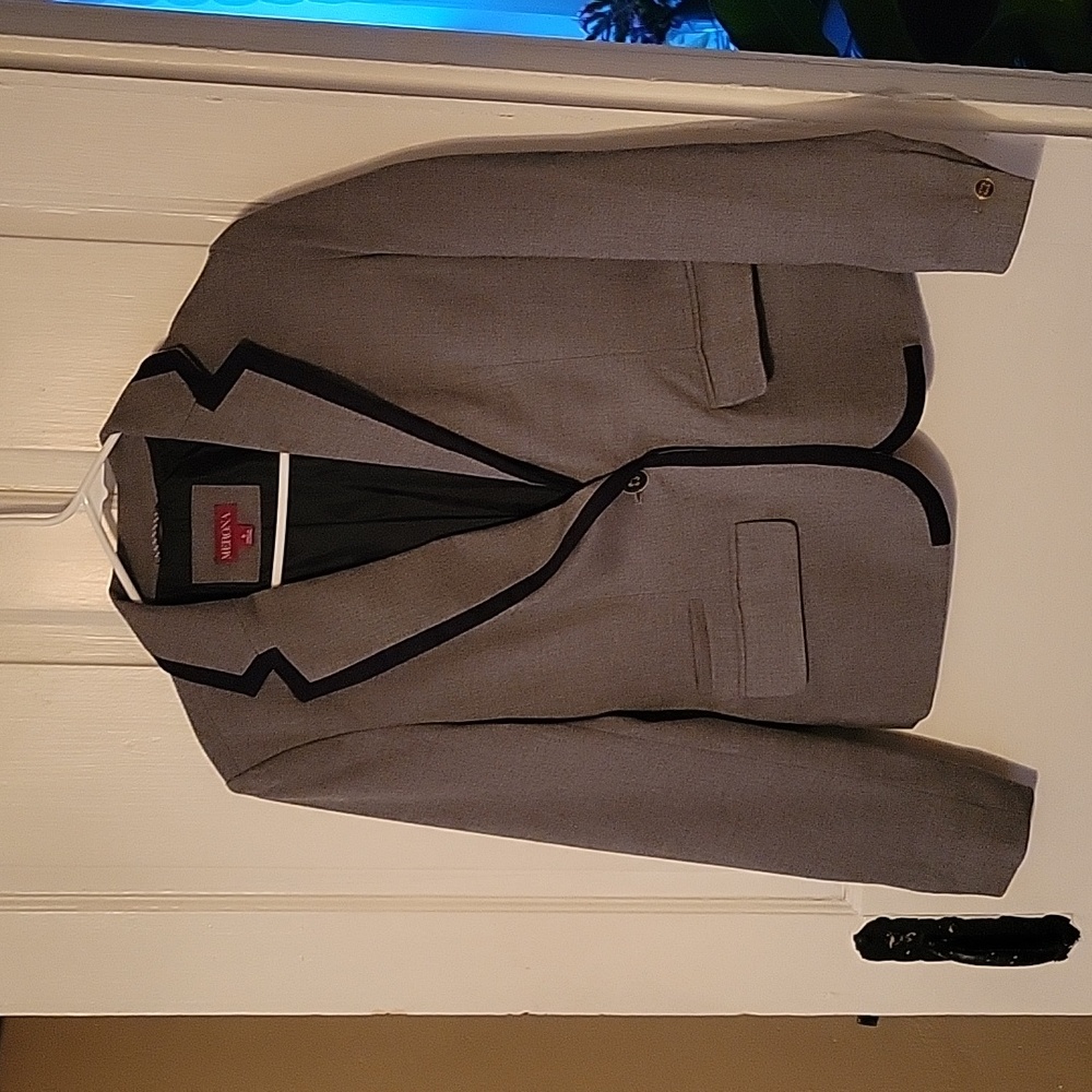 Merona Grey Blazer with Black and Gold Trim, Size 6